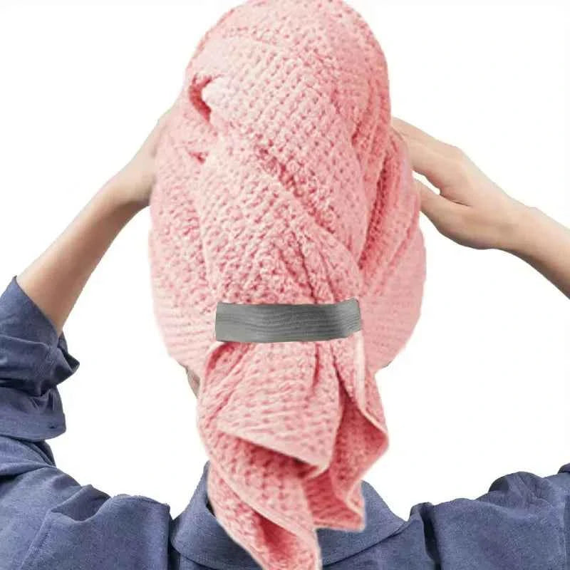Large Size Hair Turban Microfiber Quick Dry Hair Towel Wrap with Elastic Band Soft & Absorbent Turbie Twist Hair Towel