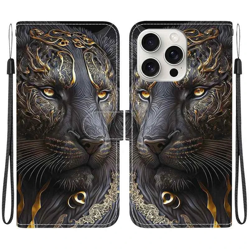 Elegant Colored Flower Wallet Phone Case For iPhone 15 14 Plus 13 Mini 15Pro Pro Max Magnetic Flip Leather Cover Cute 3D Pattern