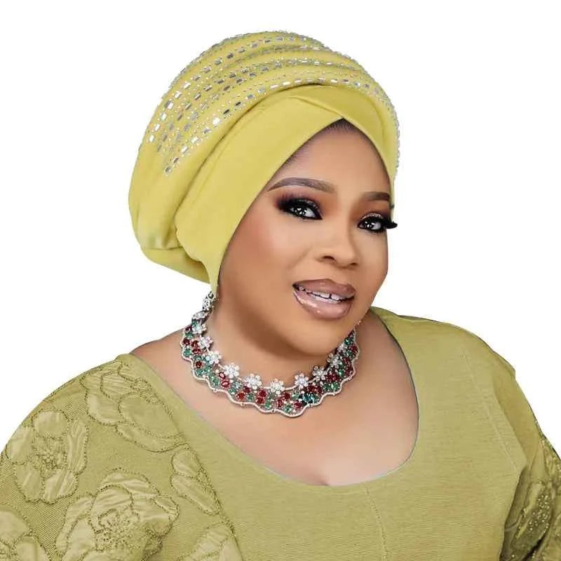 Diamonds Turban Cap – African Women’s Headwrap & Autogele Bonnet for Muslim Ladies