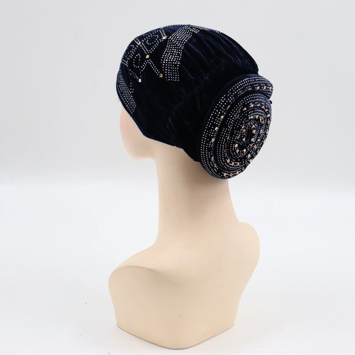 Soft Velvet Turban Cap for Women Muslim Headscarf Bonnet Elastic Female Headpiece Stylish Glitter Diamonds African Head Wraps - NamafadStore