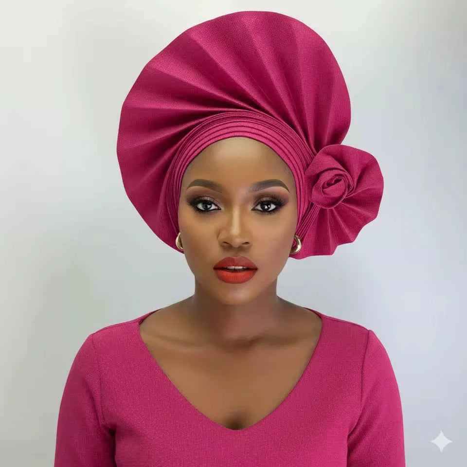New African Headtie Turban – Auto Gele Head Wrap for Women’s Weddings & Parties