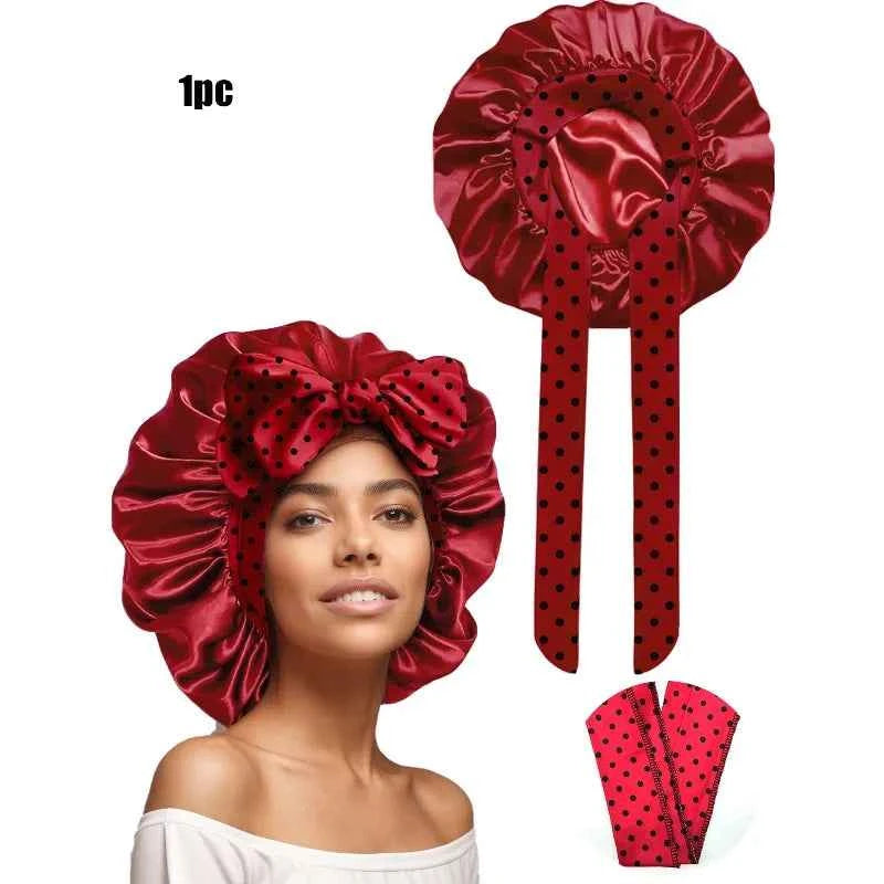 Popular New Summer New Large Streamer Shower Cap Hat Women's Daily Commuting Nightcap Adult Hat Sun Protection Cap