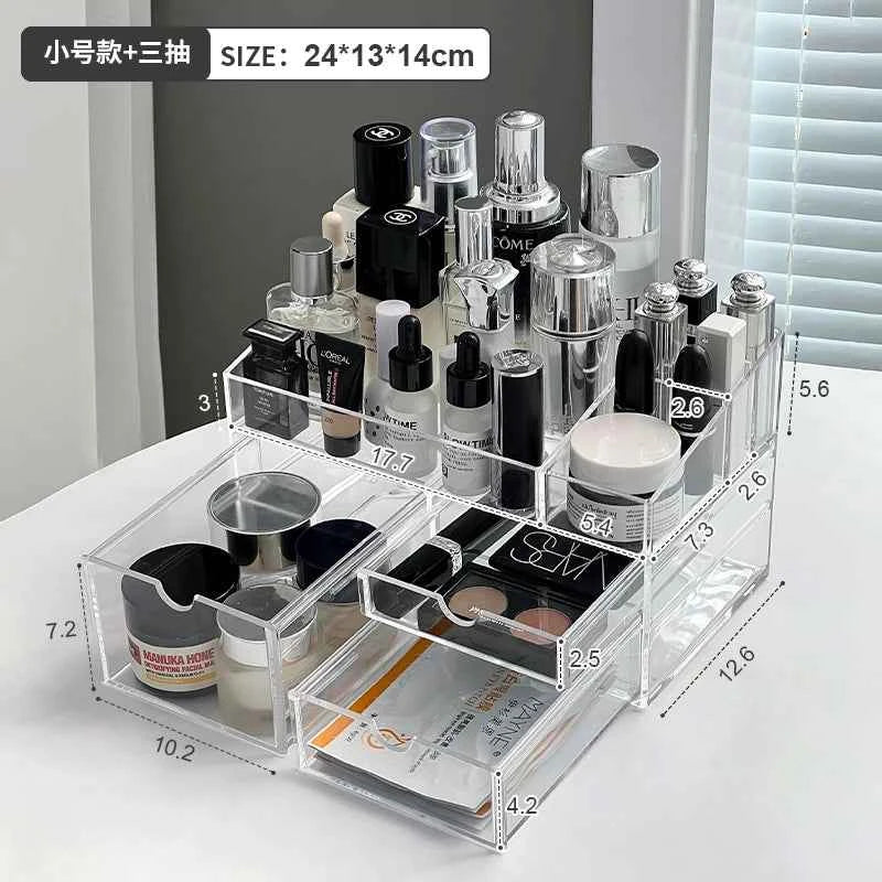 Acrylic Cosmetic Storage Box Desktop Skincare Product Organizer Transparent Lipsti Case Creative Home Organization Solution