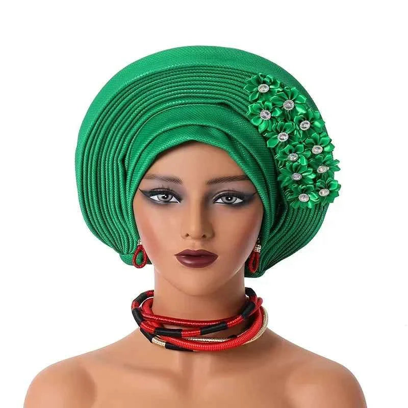 2025 Sequins Turban Chemo Cap for Women Ready to Wear African Auto Gele Headtie Nigeria Wedding Geles Female Head Wrap Headpiece