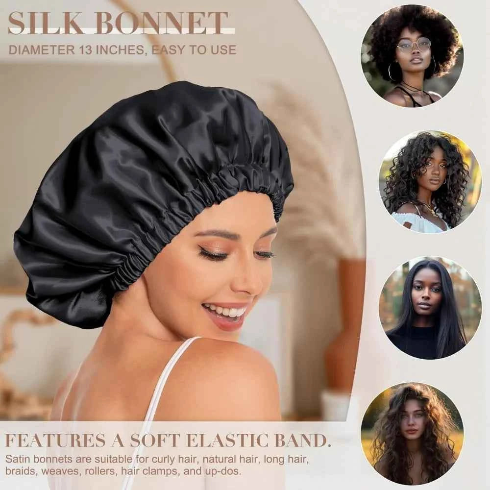 Satin Bonnet Silk Bonnet Hair Bonnet for Sleeping Slouchy Beanie Hat Satin Sleep Cap Women Night Sleep Cap Wrap For Curly Hair