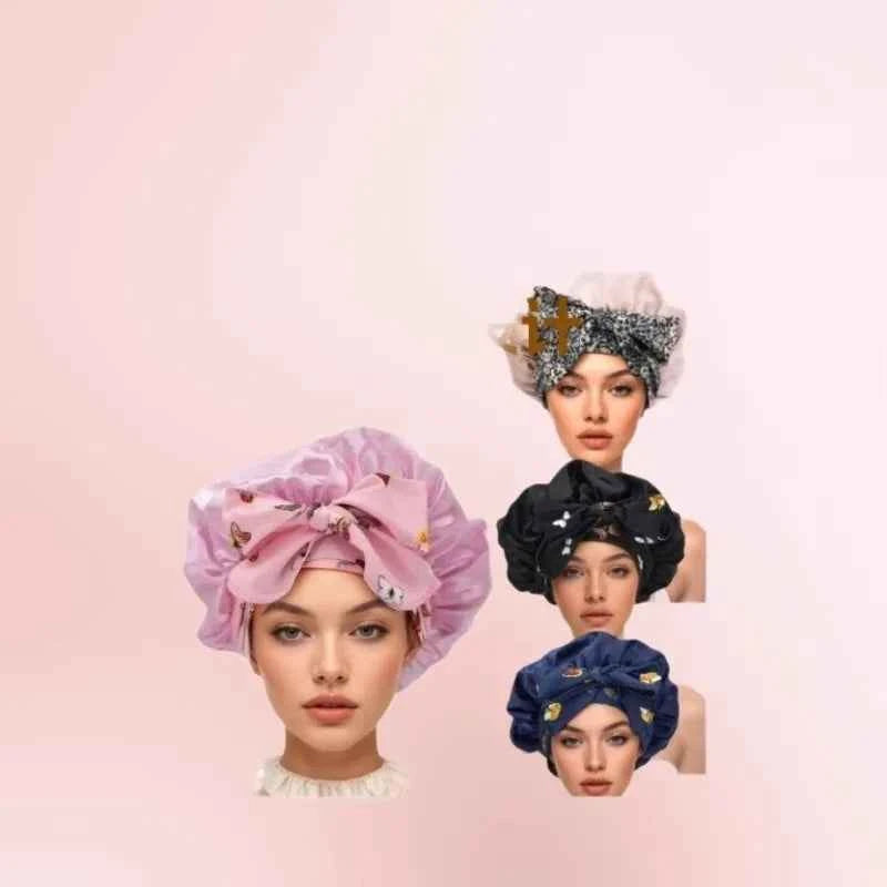 Popular New Summer New Large Streamer Shower Cap Hat Women's Daily Commuting Nightcap Adult Hat Sun Protection Cap