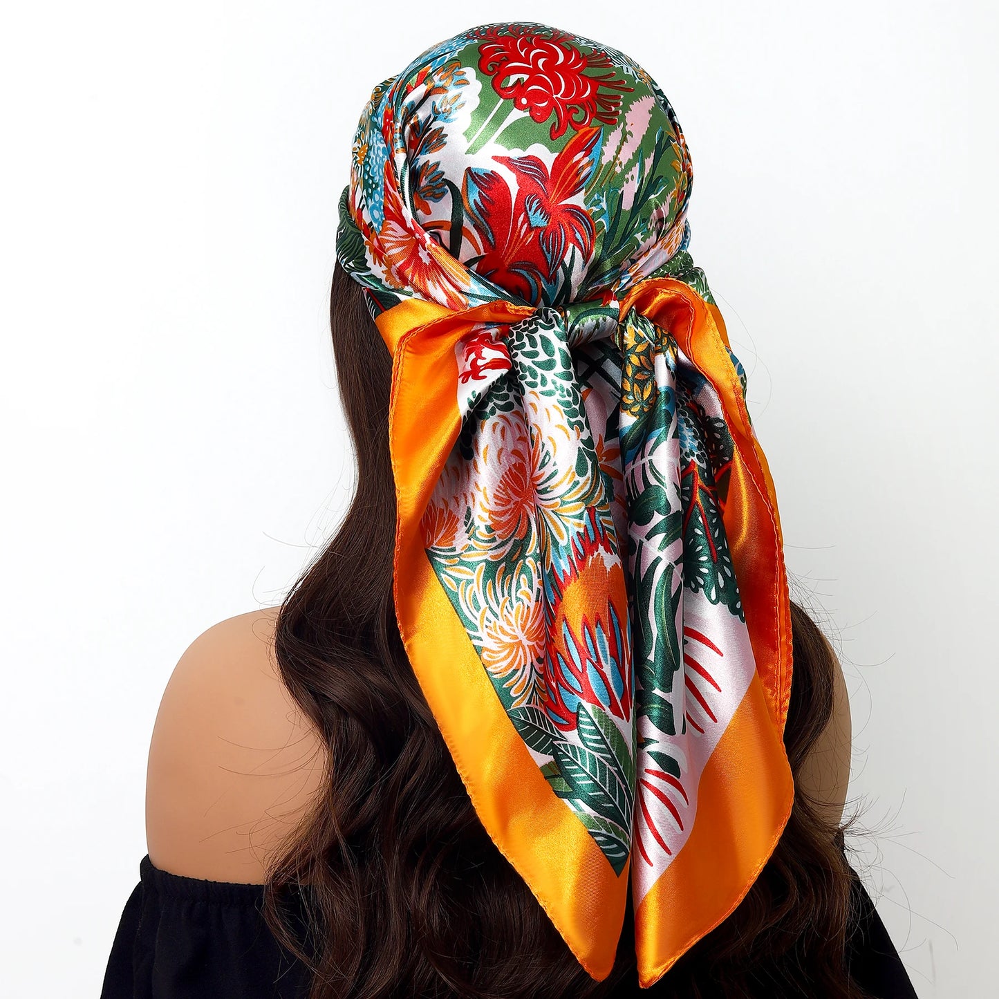 Popular Shawls Europe And America Fashion Bandannas New Print Sunscreen 90X90CM Kerchief Four Seasons Luxury Square Silk Scarves - NamafadStore