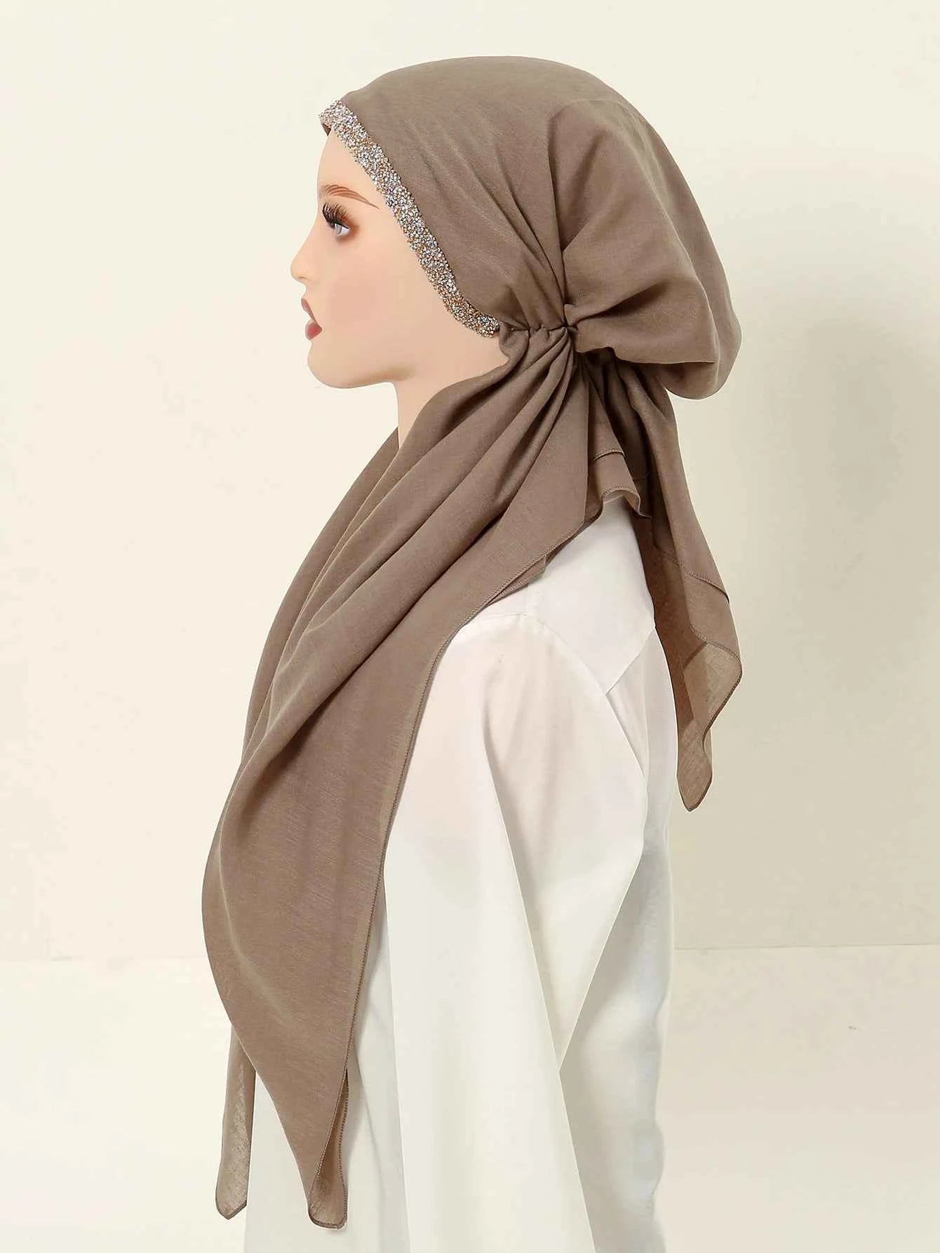 Instant Turban Scarf Muslim Women Hijab Senior Hot Fix Headband Soft Plain Elastic Bonnet Thin Breathable Night Cap Wraps