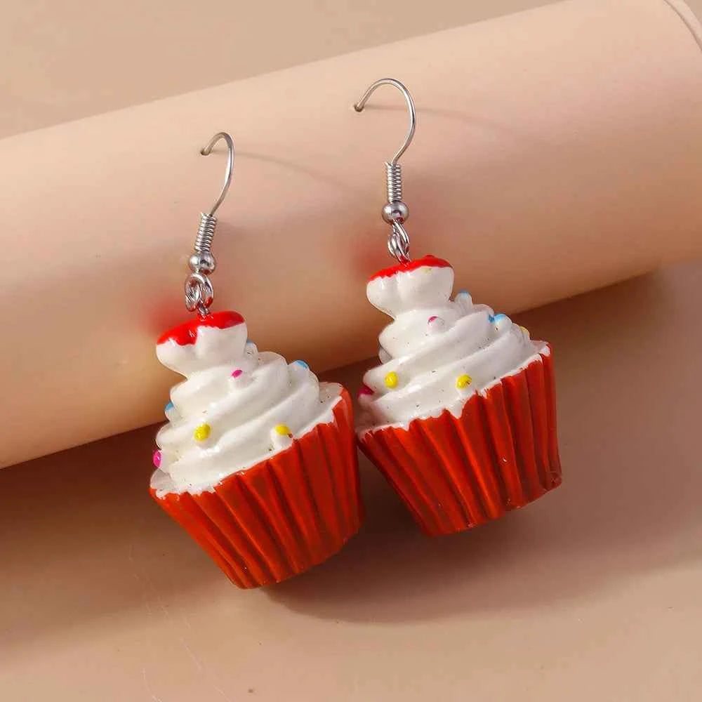 Cute Resin 3D Cake Earrings for Women Girls Simulation Food Drop Earrings Kid's Party Holiday Jewelry Gifts