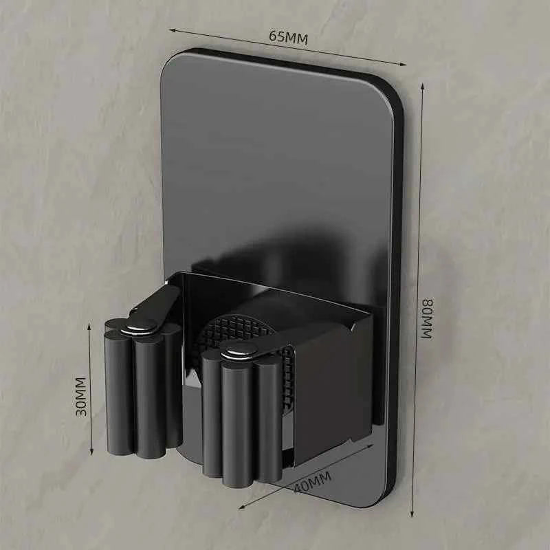 304 Stainless Steel Mop Holder Wall Mounted Adhesive Multi-Purpose Hooks Household Storage Organizer Rack Broom Hanger Stick