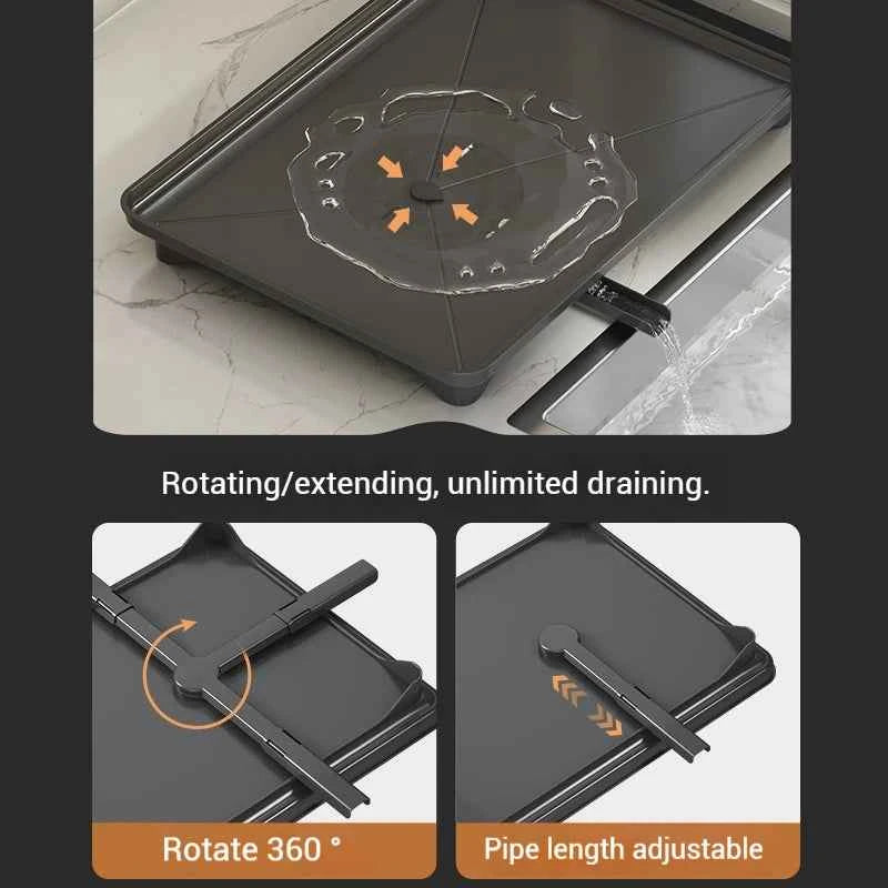 Stainless Steel Dish Drying Rack Adjustable Kitchen Plates Organizer with Drainboard Over Sink Plate Drainer Storage Organizer