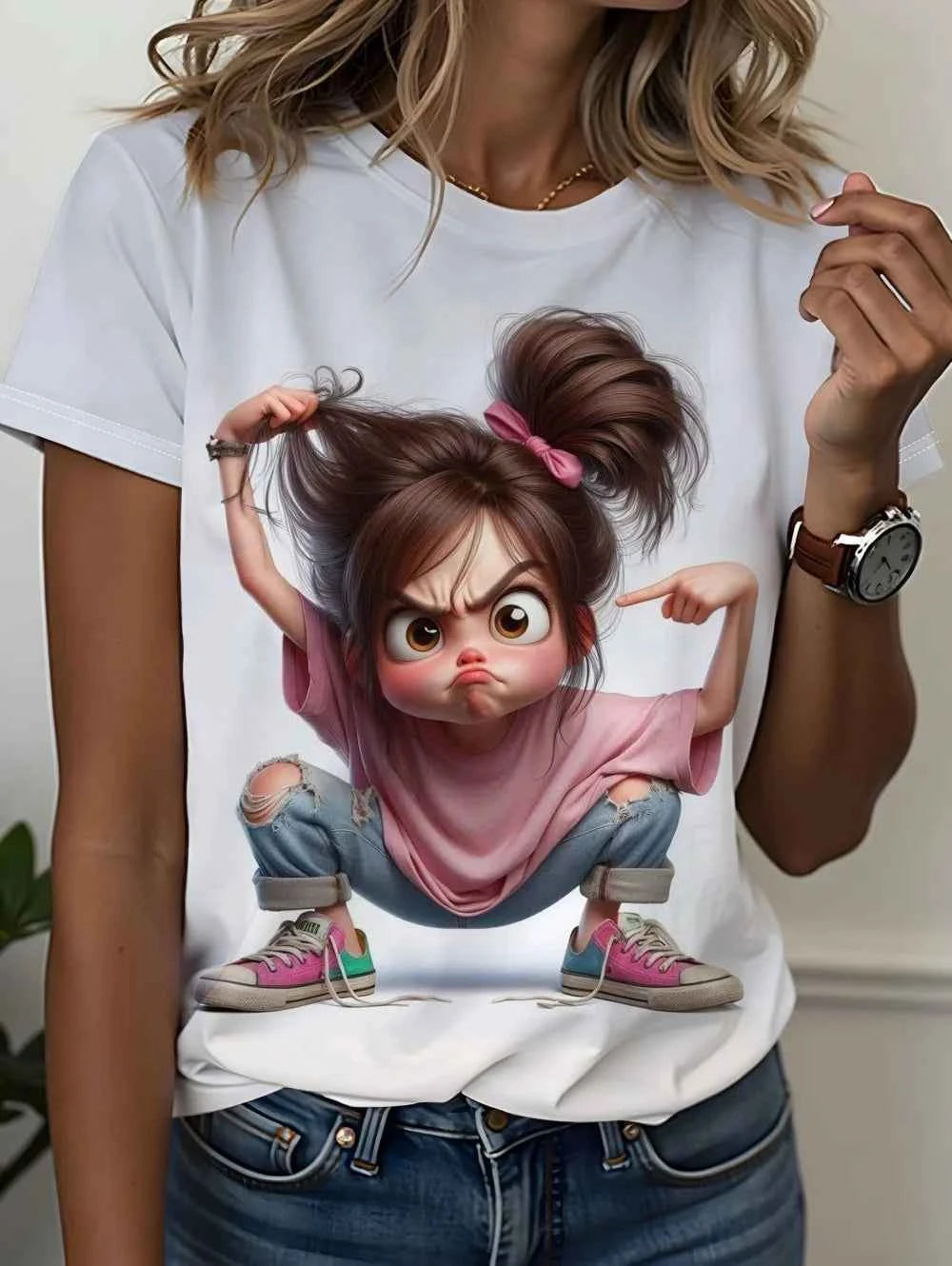 Women’s Summer Printed Short Sleeves T-Shirts Personalized Girl Graphic Casual Trend Clothing Tees Tops Vacation Woman Clothes