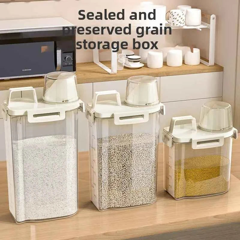 1.75/ 2.5/3L Food Grade Grain and Miscellaneous Grain Storage Box, Rice Bucket Storage Tank, Sealing Tank, Kitchen Utensil New