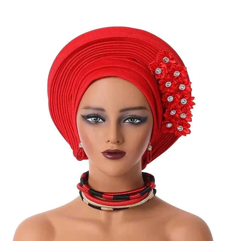 2025 Sequins Turban Chemo Cap for Women Ready to Wear African Auto Gele Headtie Nigeria Wedding Geles Female Head Wrap Headpiece