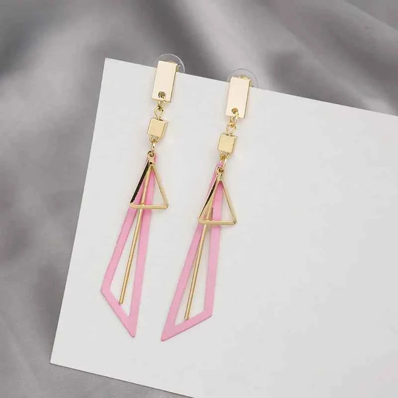 Pink Color Dangle Earrings for Women Korean Fashion Flower Long Hanging Earrings Butterfly Heart Pendants Twist Drop Earrings