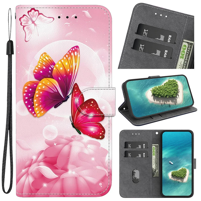 Leather Phone Case For iPhone 11 12 13 14 15 16 17 Pro Max XR 14 15 16 Plus 16e 17 Air Wallet Lanyard Cover