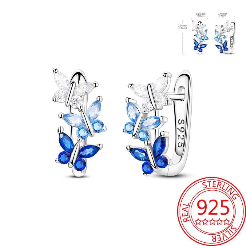 Pink Series 925 Sterling Silver Romantic Flower Butterfly Unicorn Tulip Geometry Earrings Boutique Fine Jewelry Gifts for Women