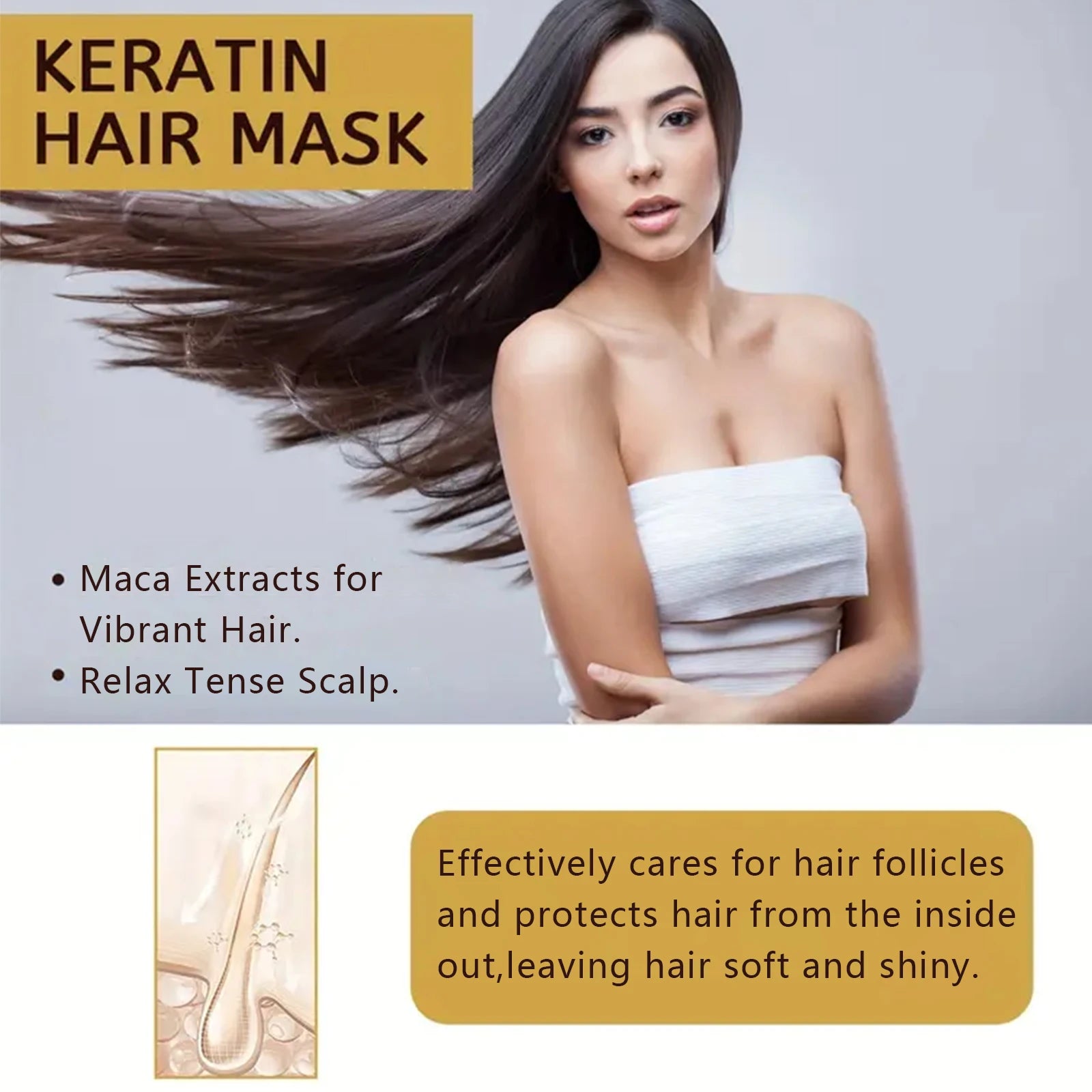 Magical Keratin Hair Mask 5 Seconds Fast Repair Damaged Frizzy Hair Soft Smooth Shiny Straightening Deep Moisturizing Hair Care - NamafadStore