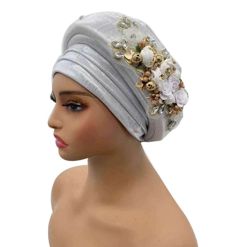 Exquisite Bouquet African Women's Turban Cap Ready to Wear Nigeria Auto Gele Headtie Female Fashion Head Wraps Turbante Mujer
