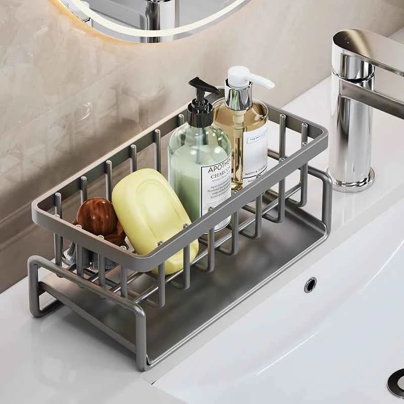 Kitchen stainless steel shelf, sponge drain rack, sink drainage rack, dishwashing supplies, dishcloth storage, drainage rack