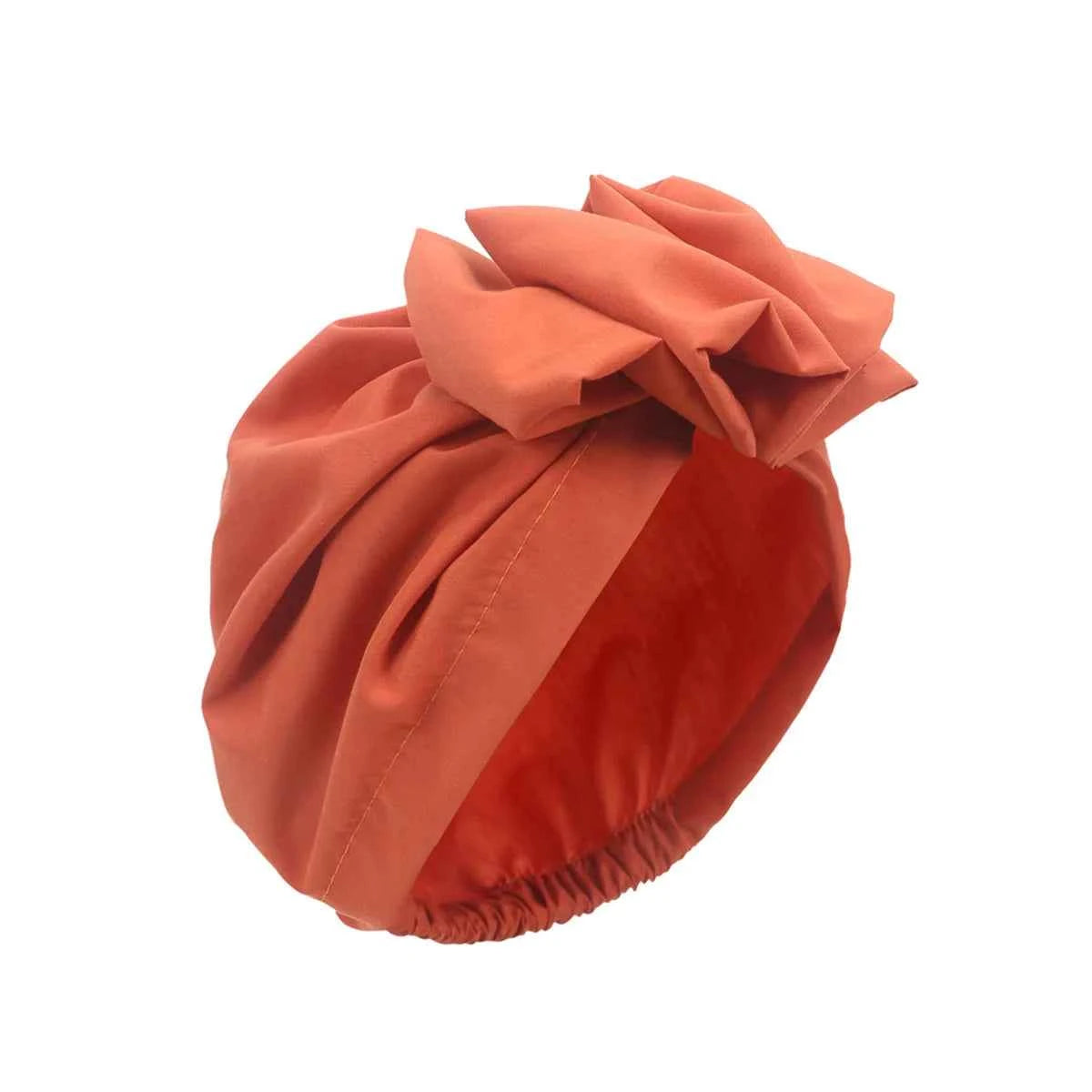Trendy Big Bow Knot Turban Bonnets For Women Designer Retro Stretchy Beanie Cap Gorgeous Party Head Cover Plain Hijabs Head Wrap