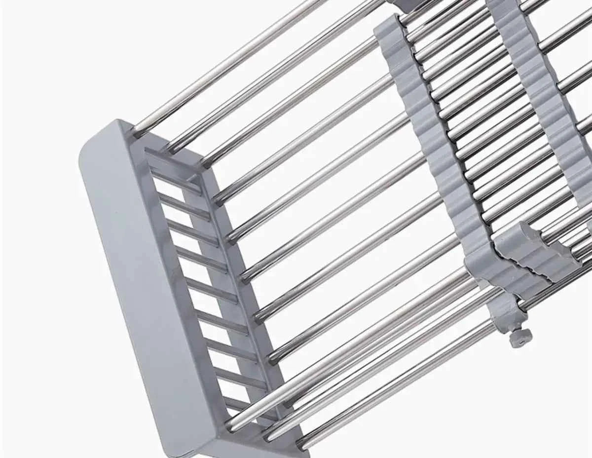 Adjustable Drain Rack Stainless Steel Sink Drain Rack Fruit Vegetable Drain Basket Kitchen Retractable Drying Rack