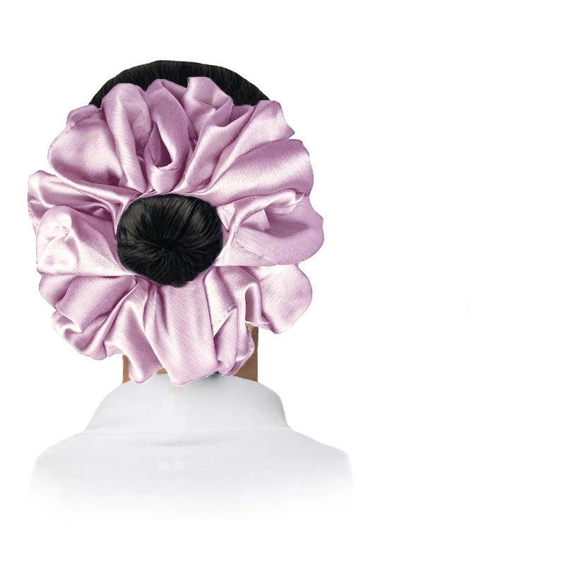 17Colors Big Size Crepe Satin Scrunchies Muslim Women Custom Elastic Volumizing Oversized Neat stitching Bunch Hair Tie - NamafadStore