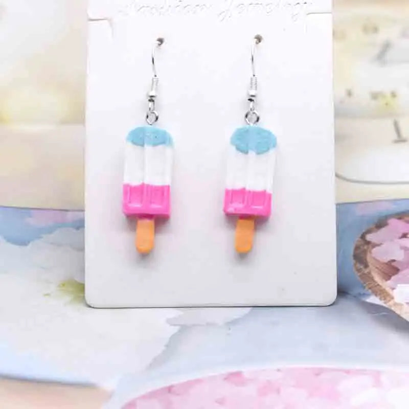 Earring For Women Resin Handmade Cute Animals Ice Cream Drinks Candy Fruits Pissa Drop Earrings Funny Gift