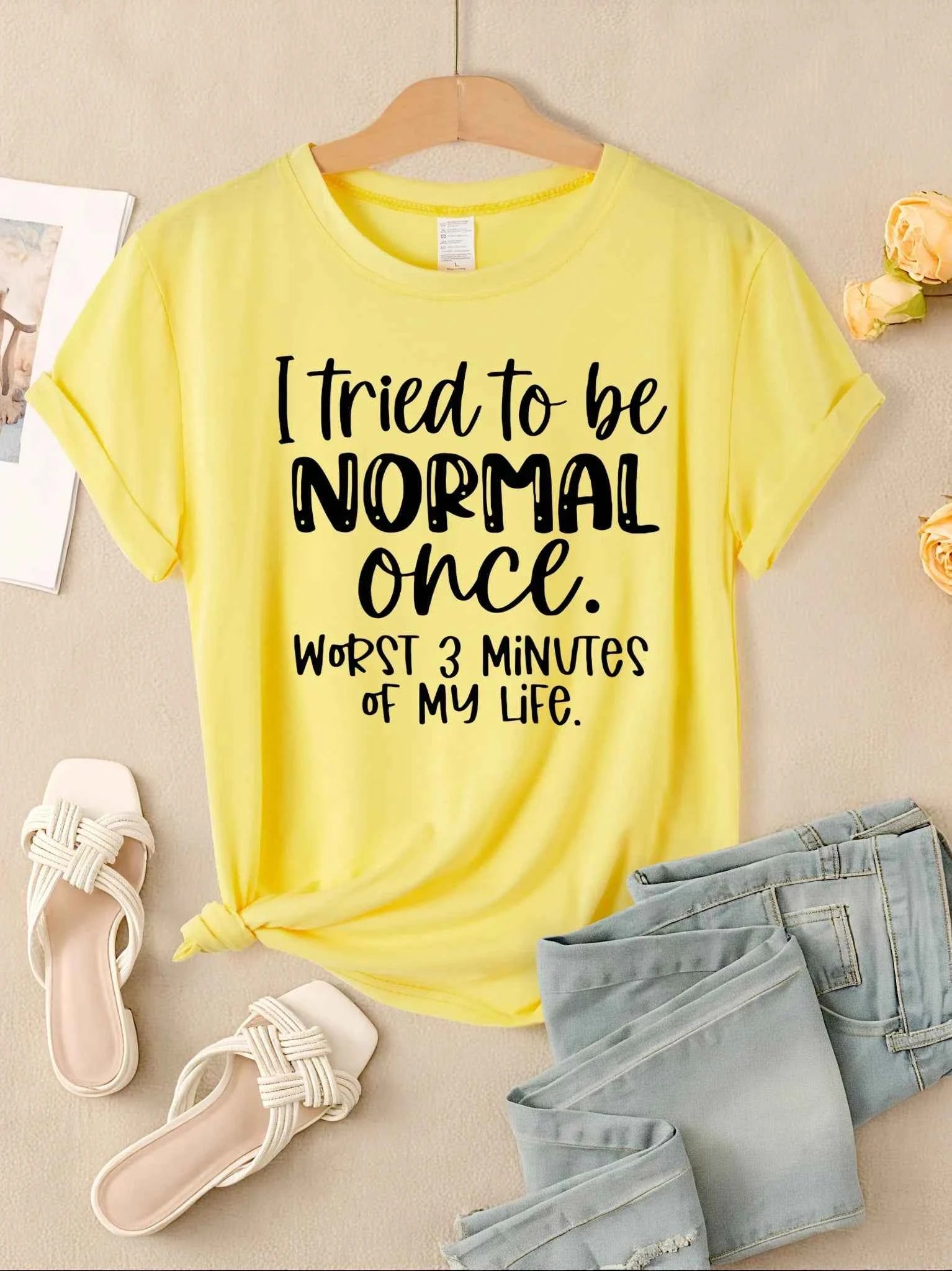 I Tried To Be Normal Once Print Women T-Shirts Fashion Short Sleeve Trendy Sports Clothes Casual Hip Hop Clothing
