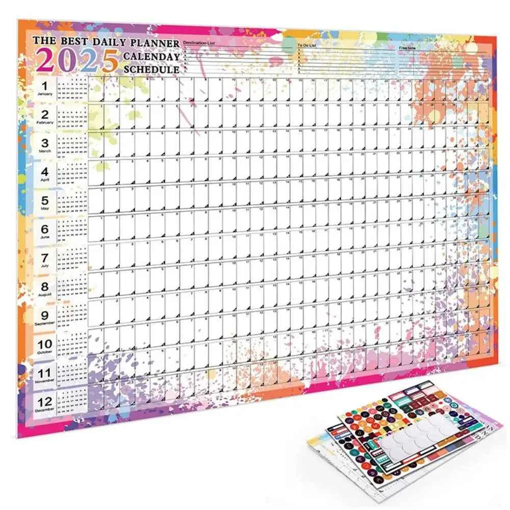 Large 2025 Schedules Calendar Planner Monthly Paper Weekly Planning Notepad Notebook Agenda Wall Calendar 365 Day Plan Hanging
