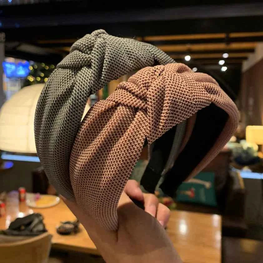 Female Retro Knitting Headband Solid color Knotted Hairband Head Bands Simple Wide Knot Hair Hoop Bezel Hair Accessories Gifts