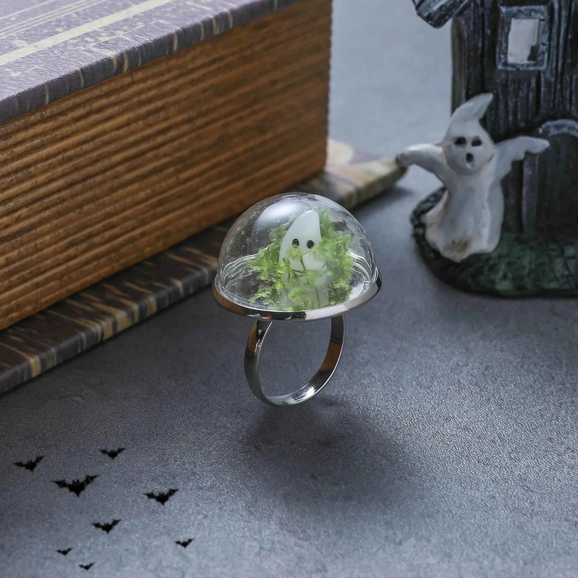 Halloween Adopt A Ghost Tiny Glow Earrings Cute Drifting Bottle Blue Green Luminous Ghost Drop Earrings Day of The Dead Jewelry