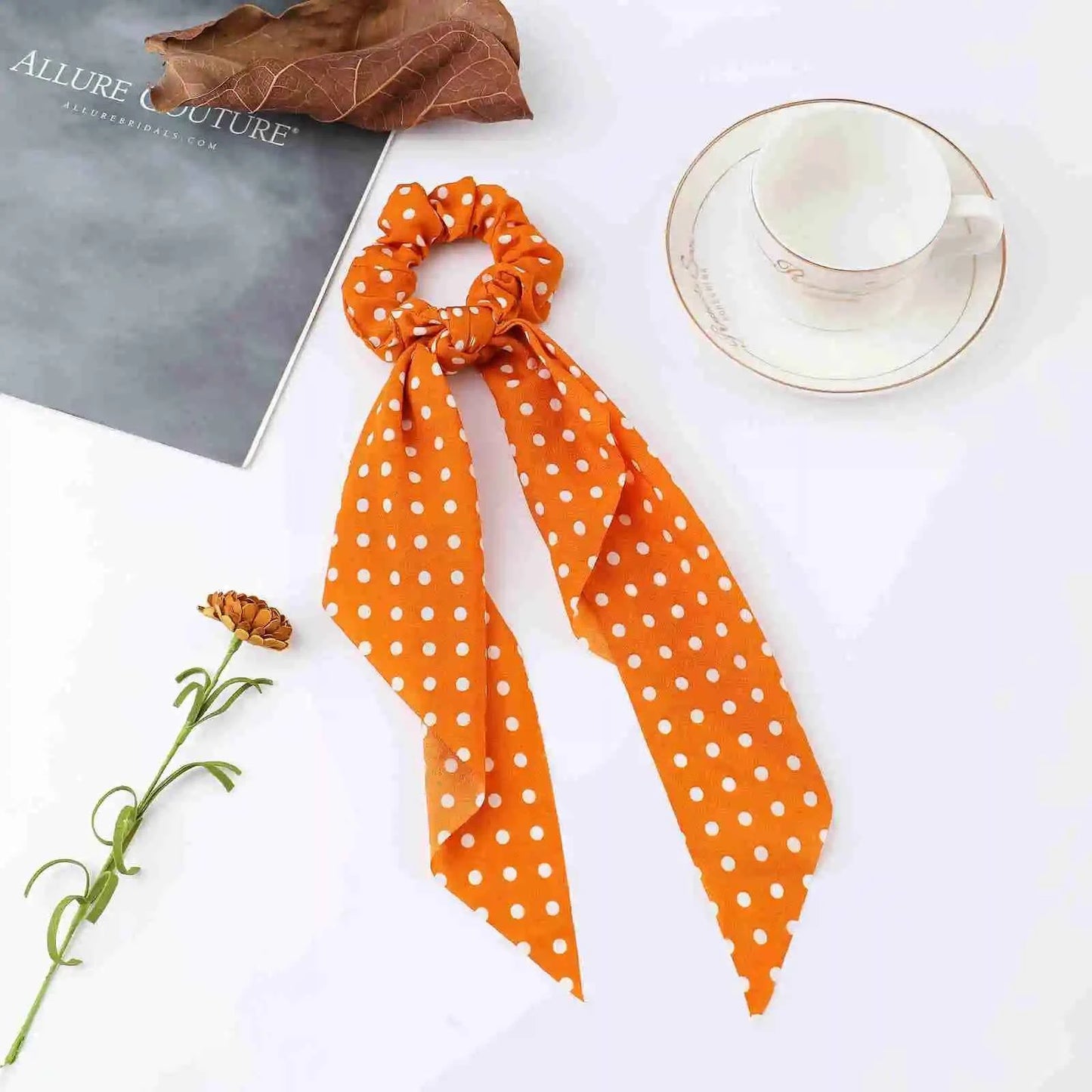 Fashion Dots Scrunchies Long Hair Rope Korean Hair Ties for Women Ponytail Scarf Sweet Elastic Hair Band Hair Accessories