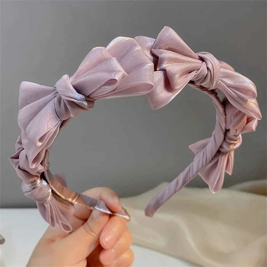 New Temperamen Headwear Hair Accessories Spring Summer Mesh Silk Hairband Korean Style Hairband Women Headband Bow Hair Hoop
