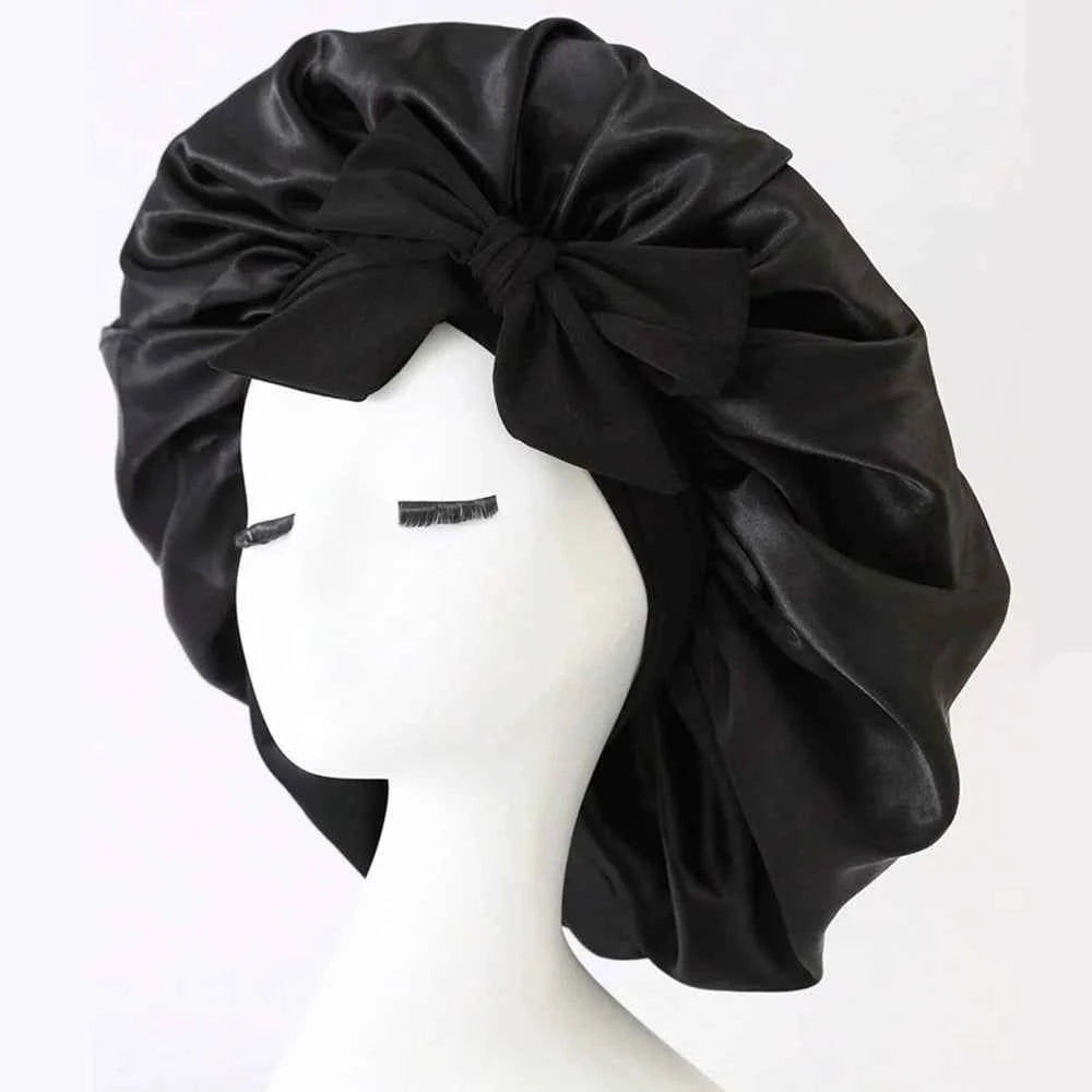 Satin Silk Sleeping Bonnet Adjustable with Tie Band for Women and Men