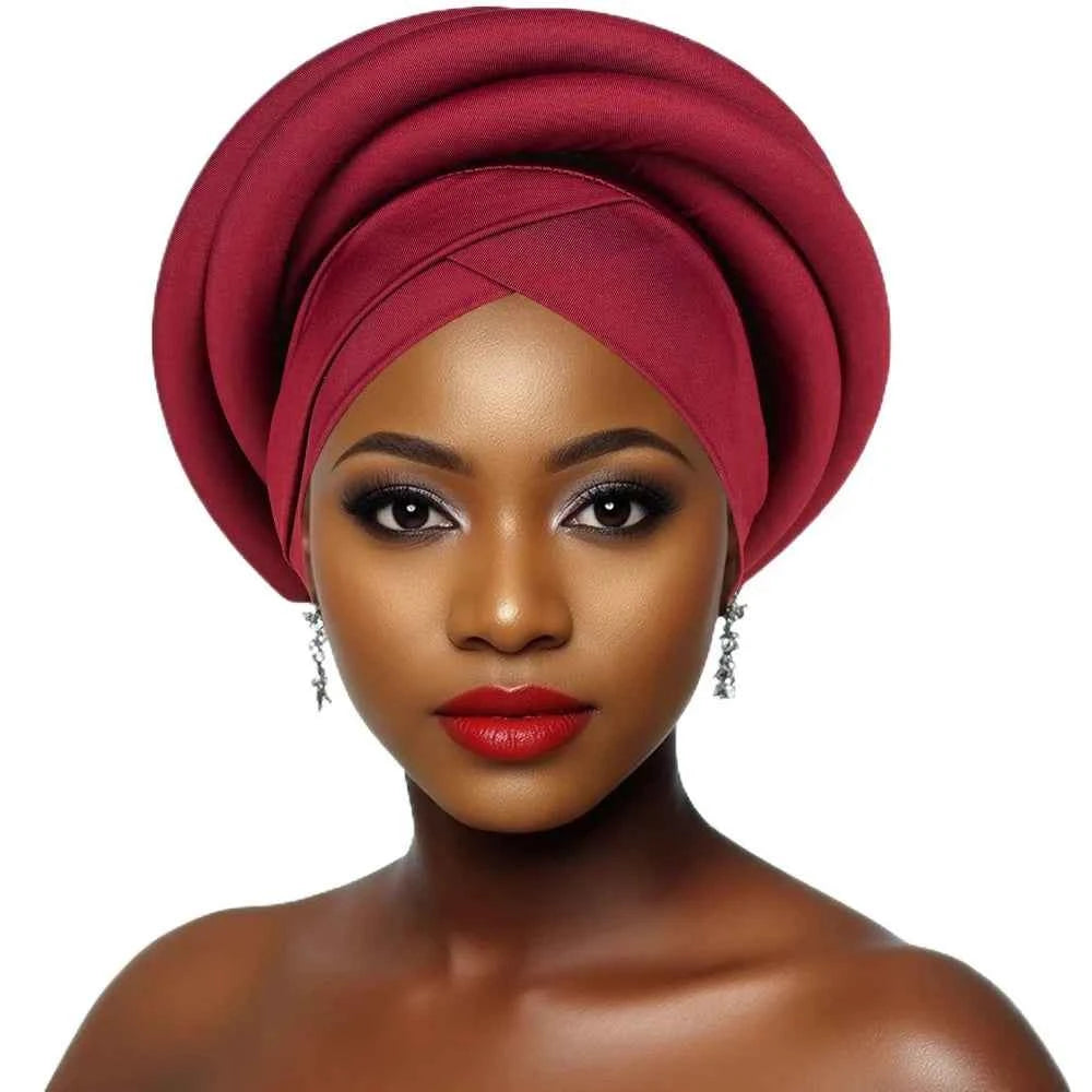 Fashion Raw Silk African Women Turban Wrap Twisted Braid Headwear Turban Cap Elastic Breathable Head Wraps African Lady