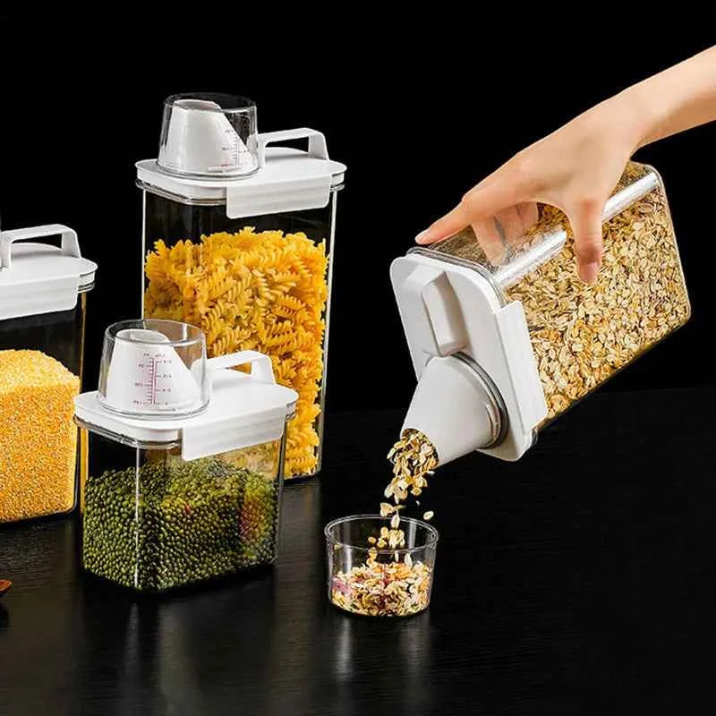 Airtight Food Storage Containers - Premium PP Plastic Canisters for Dry Goods, Grains Kitchen Pantry Organization Sealed Jars