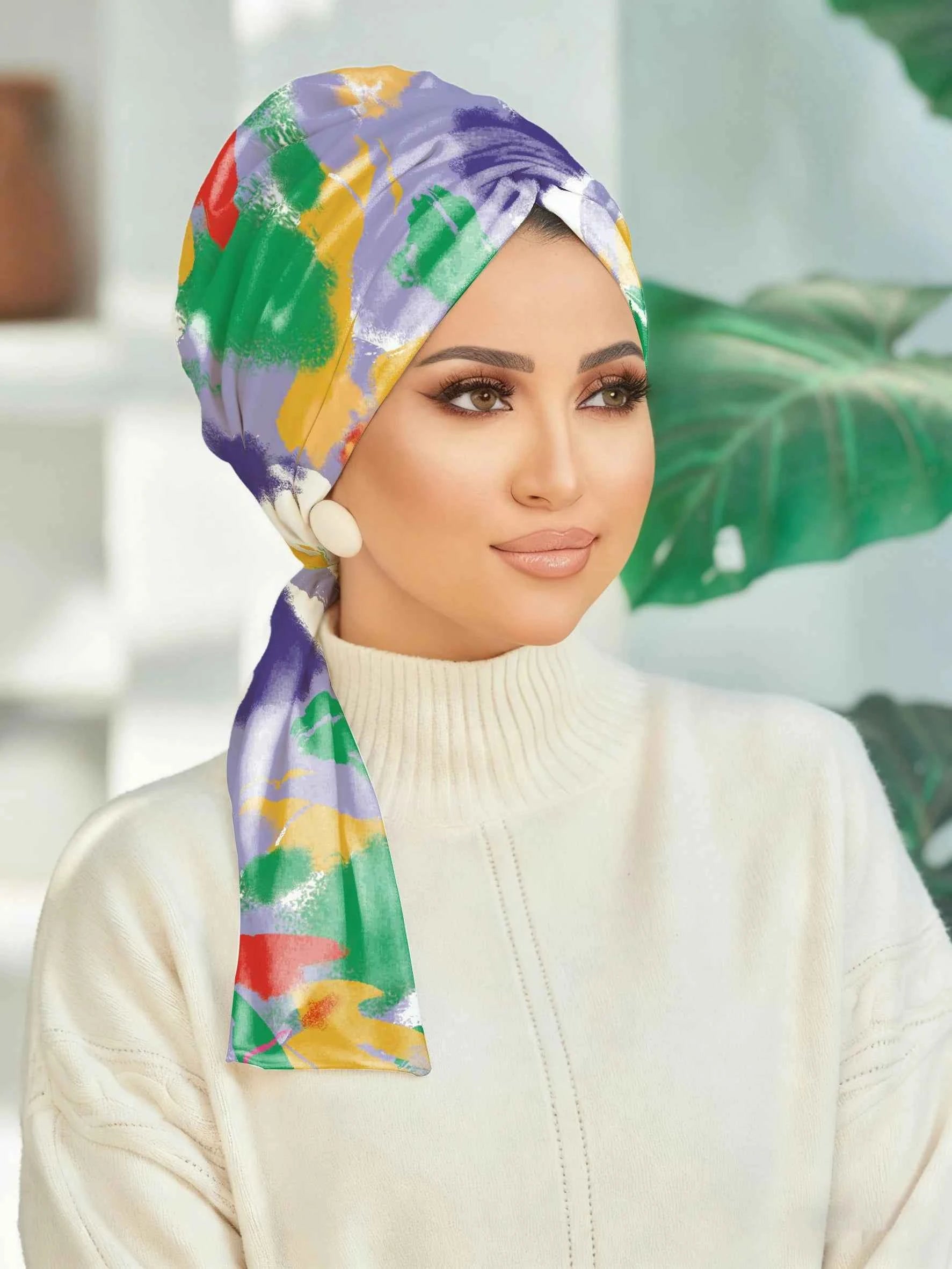 2PCS diamond Shaped Geometric Pattern Headscarf is Versatile Fashionable For Autumn And Winter It Is A Comfortable And Stylish