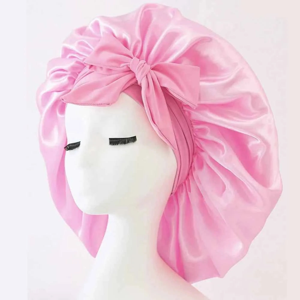 Satin Silk Sleeping Bonnet Adjustable with Tie Band for Women and Men