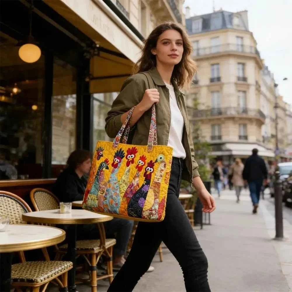 Fashion Vintage Quilted Tote Bag Lightweight Large Capacity Travel Handbag Cotton 3D Printed Patterns Shopping Bag Casual