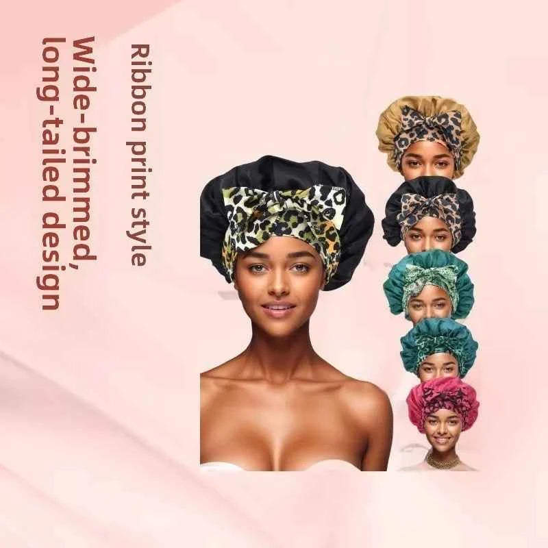 Popular New Summer New Large Streamer Shower Cap Hat Women's Daily Commuting Nightcap Adult Hat Sun Protection Cap