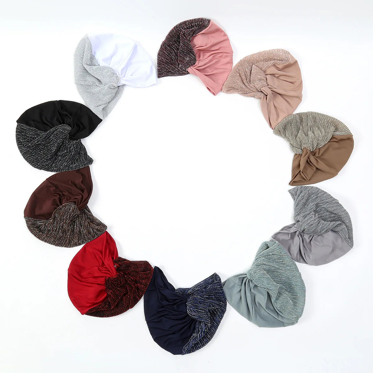 Solid Color Women Muslim Hijab Caps Wrap Head Indian Turban Bonnet Fashion Headdress Islamic Clothing Accessories - NamafadStore