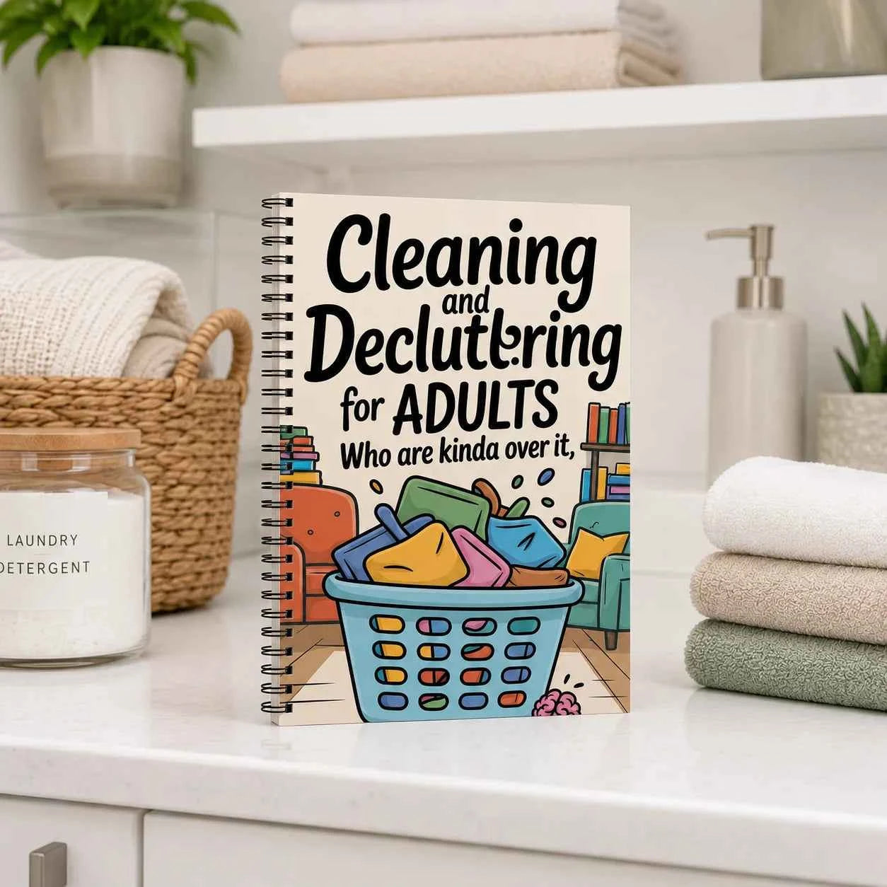 Cleaning and Decluttering for Adults, Spiral Planner Notebook for Home Organization, Simple Checklists and Declutter Tasks