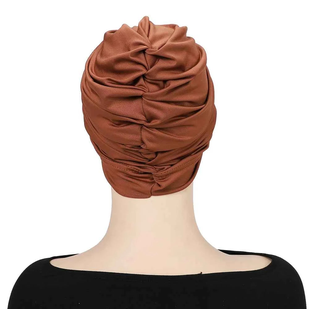 Muslim Instant Turban Pure Color Stretch Inner Hat Hijabs For Caps Ready To Wear Women Head Scarf Under Bonnet