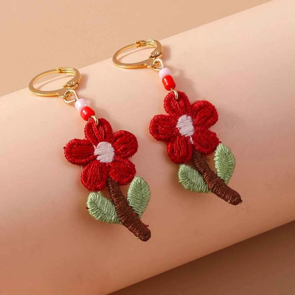 Cute Flower Drop Earrings for Women Girls Handmade Knitted Daisy Butterfly Dangle Earrings Kid's Jewelry Gifts