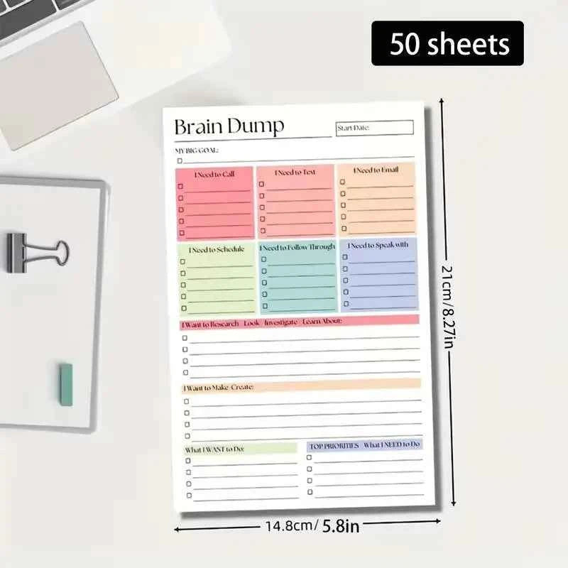 Minimalist A5 Undated Task Management Notebook 50 Or 150 Pages Brain Dump Workbook Daily Checklist Project Planner For Adults Te