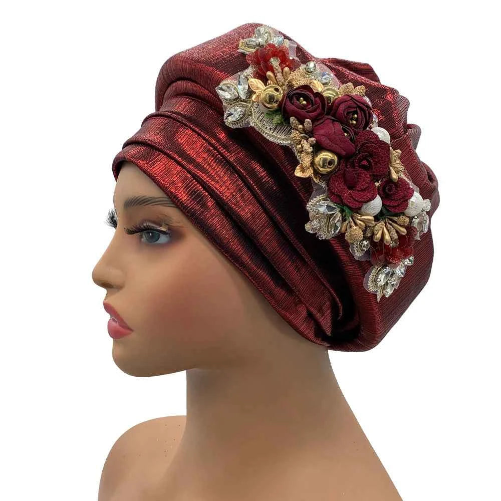 Nigeria Turbans for Traditional Marriage Turban Femme Auto Gele African Headtie Exquisite Bouquet Already Made Bonnet Head Wraps