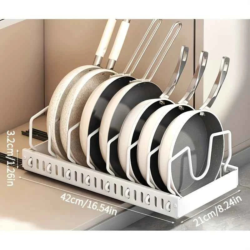 Adjustable Cookware Storage Rack, Kitchen Pull-out Shelf, Sliding Countertop and Dish Rack Inside Cabinets