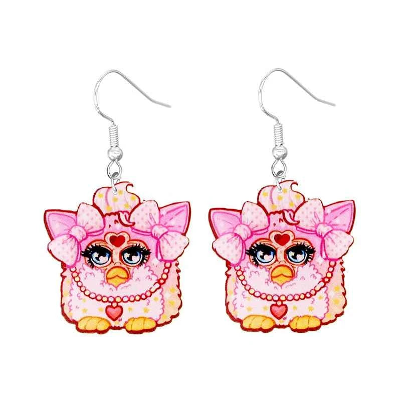 Cute Cat Design Dangle Earrings Acrylic Jewelry Adorable Gift For Women Girls Daily Casual Frog Bee Pig Hamster