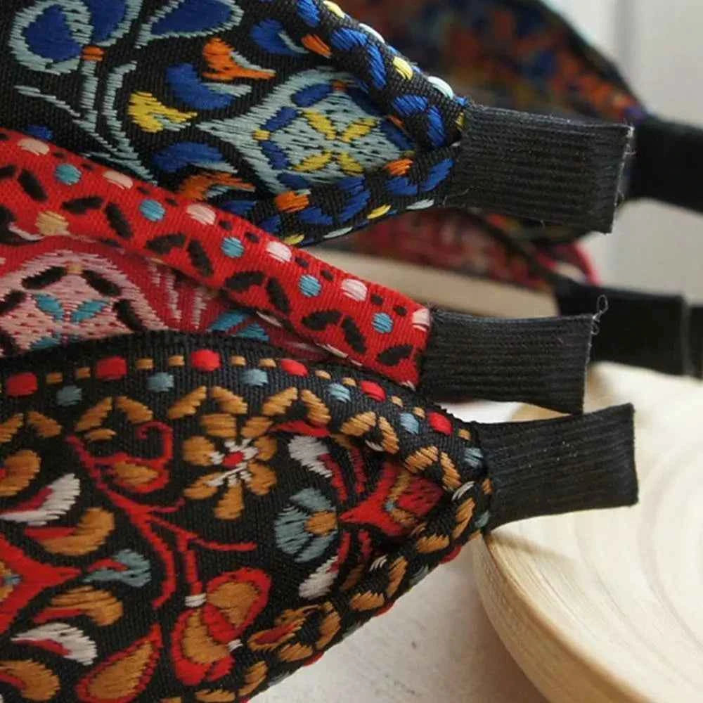 Women Wide Turban Hair Accessories Headwear Embroidered Ribbon Hair Hoop Hairbands Headbands Head Wraps